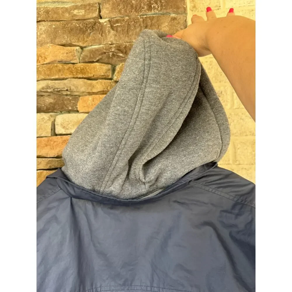 Guess Jacket Mens Large Navy/Gray Hooded Zip Bomber Lightweight Casual
